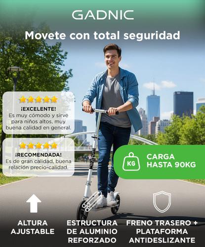 Monopatín Gadnic City Plegable de Alumino Niños y Adultos Hasta 90kg Ruedas 200mm - 1