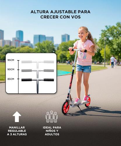 Monopatín Gadnic City Plegable de Alumino Niños y Adultos Hasta 90kg Ruedas 200mm - 2