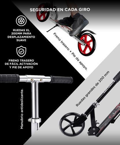 Monopatín Gadnic City Plegable de Alumino Niños y Adultos Hasta 90kg Ruedas 200mm - 4