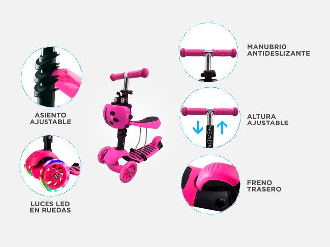 Monopatin Gadnic 3 En 1 Andador Ruedas Luces Led - 3