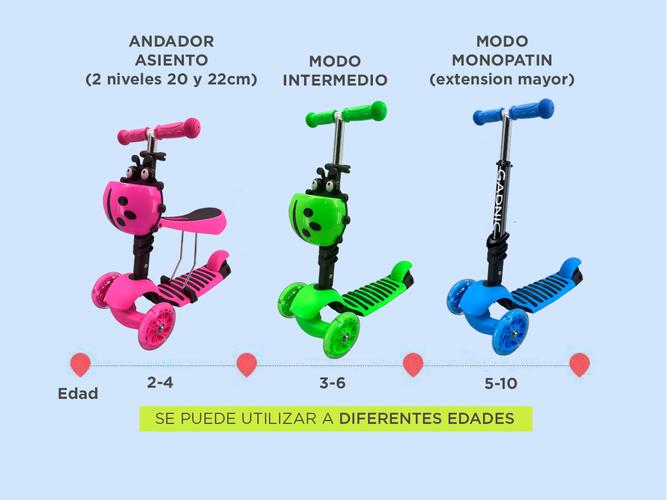 Monopatin Gadnic 3 En 1 Andador Ruedas Luces Led - 5