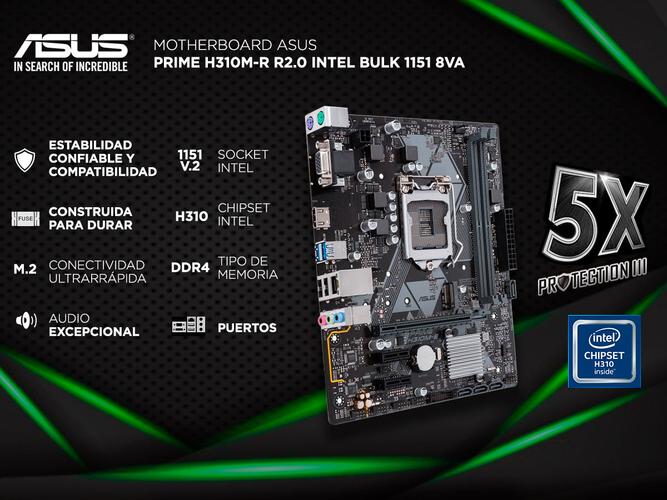 Mother Asus Prime H310M-E Micro ATX HDMI VR Ready USB 3.1 - 1