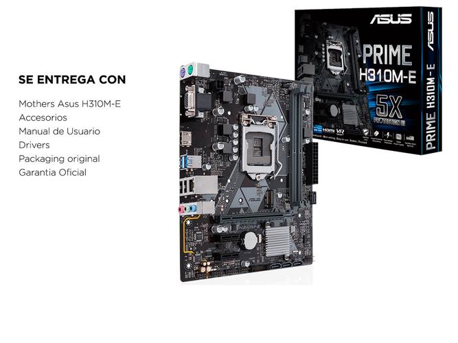 Mother Asus Prime H310M-E Micro ATX HDMI VR Ready USB 3.1 - 6