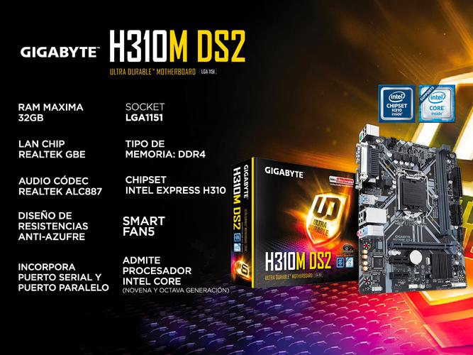 Motherboard Gigabyte H310M-DS2 Intel 9 Gen c/ Serial y Paralelo - 1
