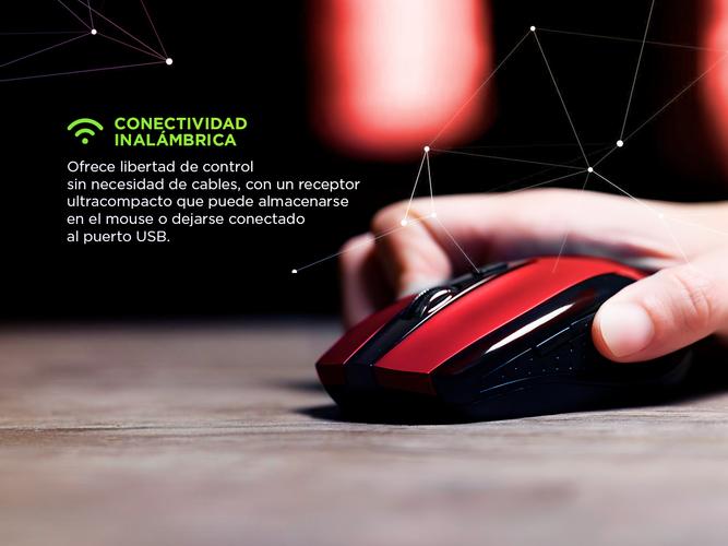 Mouse KlipXtreme Klever Inalámbrico 6 Botones Rojo - 2