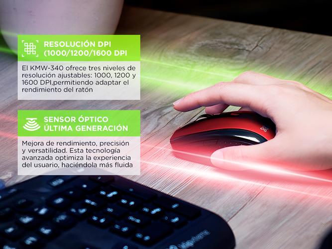 Mouse KlipXtreme Klever Inalámbrico 6 Botones Rojo - 3