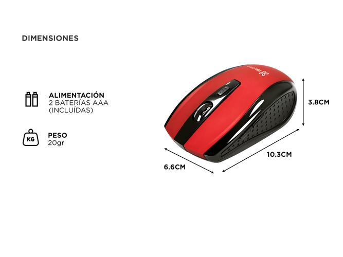 Mouse KlipXtreme Klever Inalámbrico 6 Botones Rojo - 4