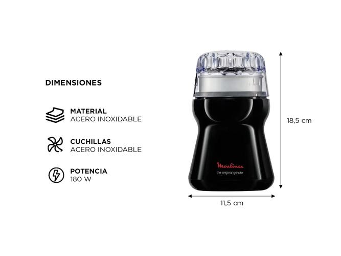 Molinillo de Cafe Moulinex Electrico Frutos Secos 500ml 3 Niveles 180W Acero Inox - 4