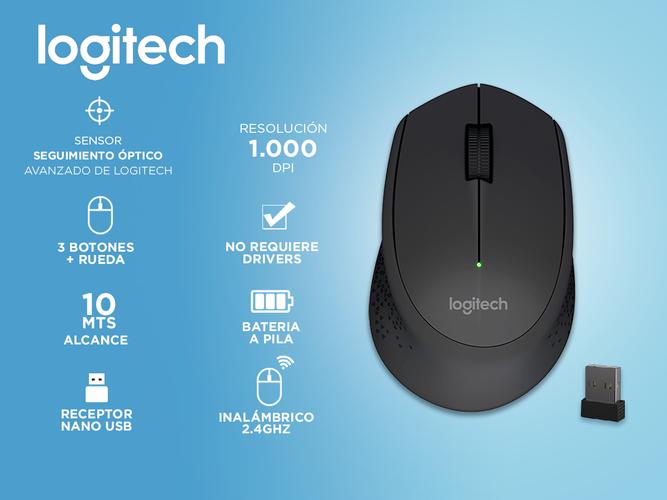 Mouse Inalambrico Logitech M280 Negro  - 1