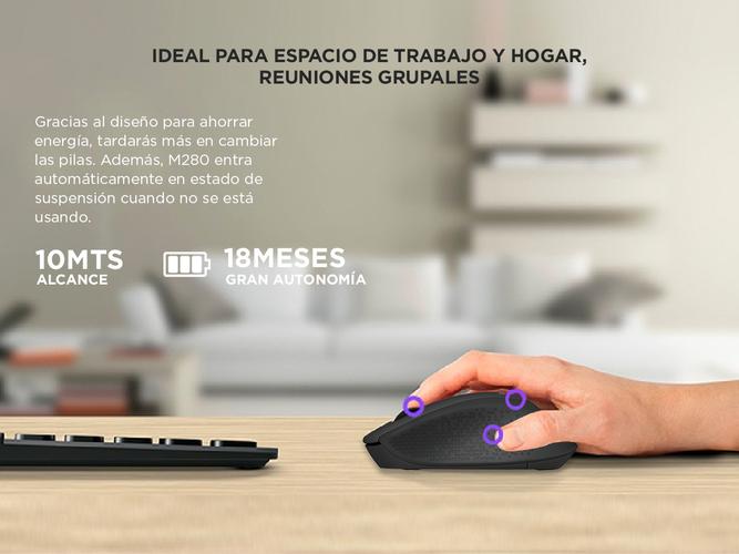 Mouse Inalambrico Logitech M280 Negro  - 3