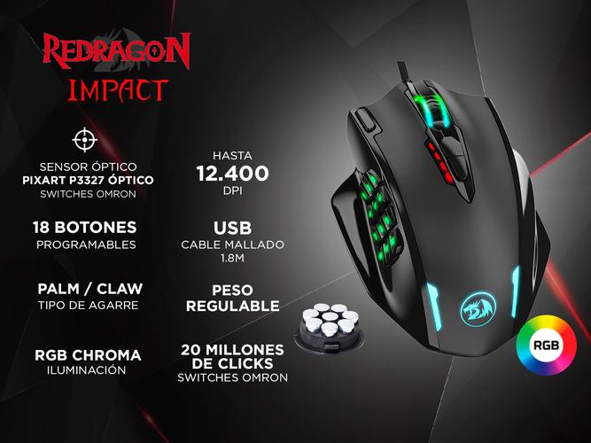 Mouse Gamer Redragon M908 Impact 12 botones programables RGB Chroma - 1
