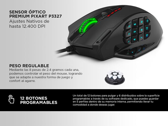 Mouse Gamer Redragon M908 Impact 12 botones programables RGB Chroma - 2