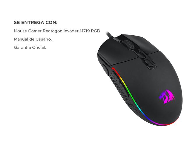Mouse Gamer Redragon Invader M719 RGB 10000 dpi 8 botones - 6