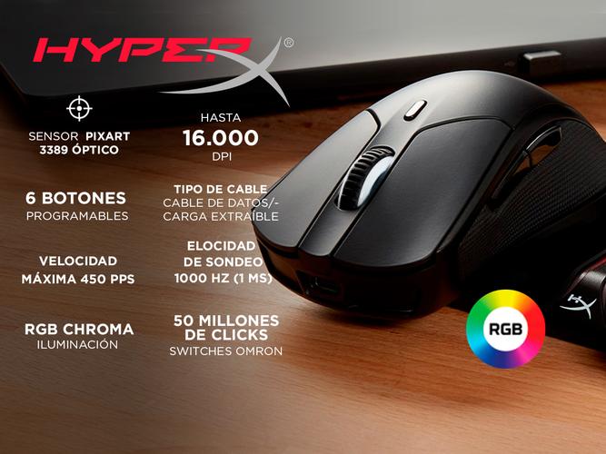 Mouse Gamer Hyperx Pulsefire Dart Inalambrico 16000 DPI RGB - 1