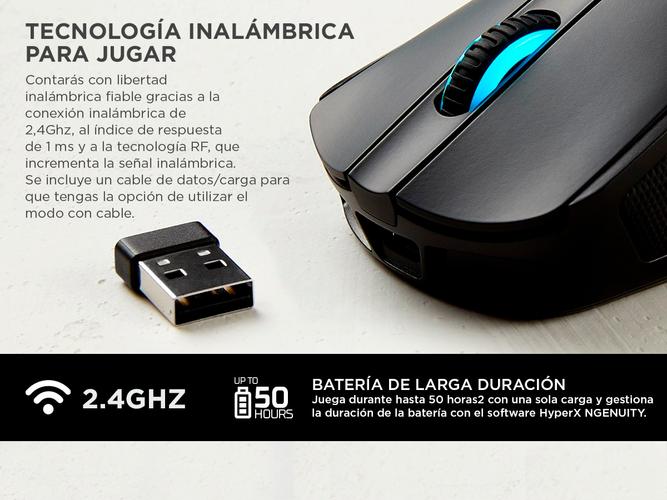 Mouse Gamer Hyperx Pulsefire Dart Inalambrico 16000 DPI RGB - 2