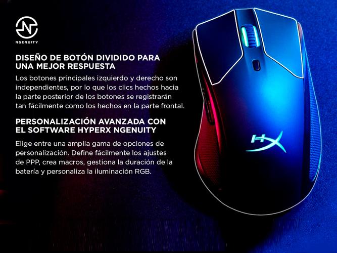 Mouse Gamer Hyperx Pulsefire Dart Inalambrico 16000 DPI RGB - 4