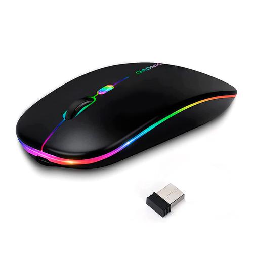 Mouse Inalámbrico Óptico LED Recargable Silencioso Bluetooth Portátil USB  - 0