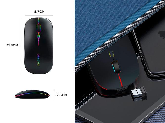 Mouse Inalámbrico Óptico LED Recargable Silencioso Bluetooth Portátil USB  - 4