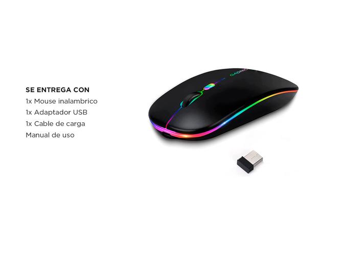 Mouse Inalámbrico Óptico LED Recargable Silencioso Bluetooth Portátil USB  - 6