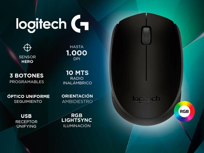 Mouse Inalambrico Logitech M170 negro Pc Notebook - 1