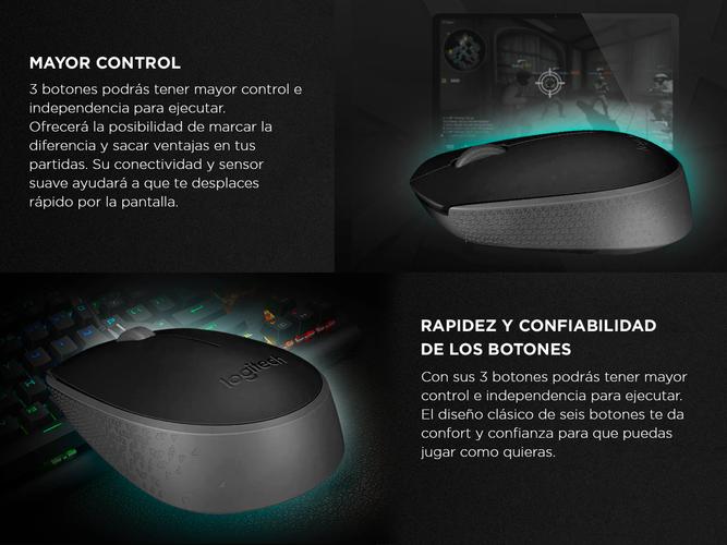 Mouse Inalambrico Logitech M170 negro Pc Notebook - 3