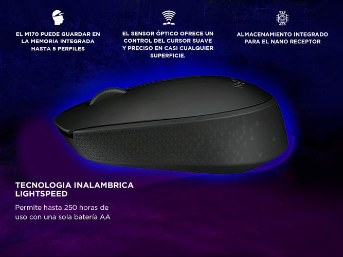 Mouse Inalambrico Logitech M170 negro Pc Notebook - 4