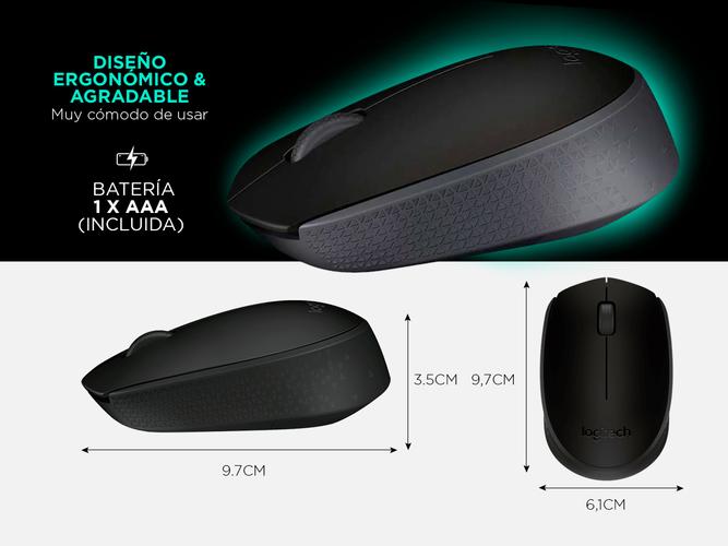 Mouse Inalambrico Logitech M170 negro Pc Notebook - 5