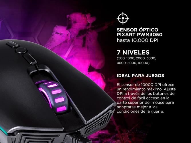 Mouse Gamer Coolermaster CM310 RGB 10000 DPI 8 Botones Sensor Pixart  - 2