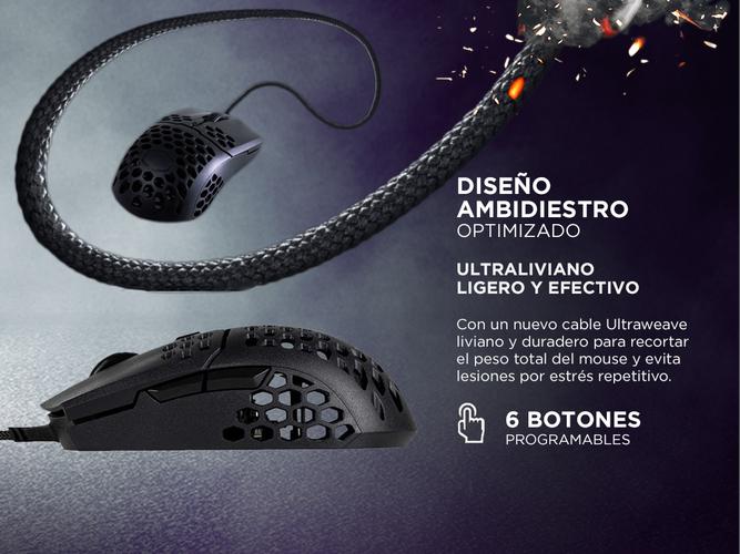 Mouse Gamer Coolermaster MM710 Black Matte 16000 DPI Ultraliviano  - 2