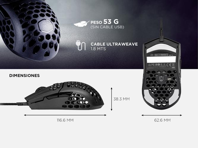 Mouse Gamer Coolermaster MM710 Black Matte 16000 DPI Ultraliviano  - 5