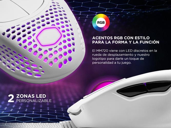 Mouse Gamer Coolermaster MM720 White Matte 16000 DPI Led RGB - 4