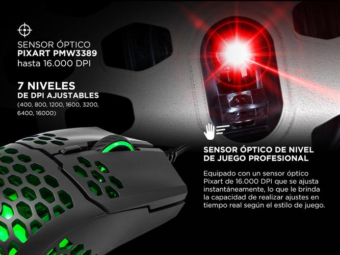 Mouse Gamer Coolermaster MM711 Black Matte Led RGB 16000 DPI Ultraliviano  - 3
