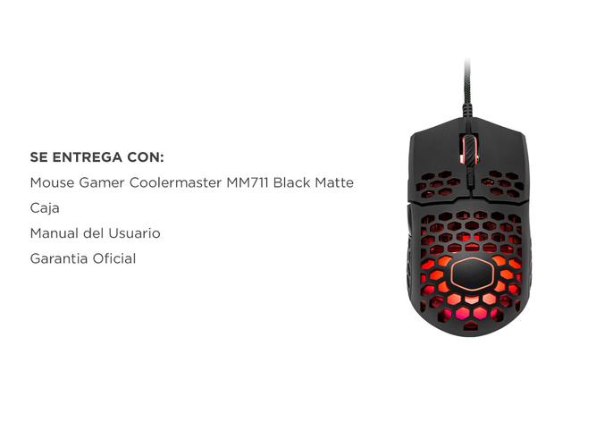 Mouse Gamer Coolermaster MM711 Black Matte Led RGB 16000 DPI Ultraliviano  - 6