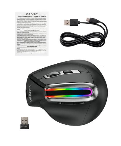 Mouse Inalambrico Vertical Ergonomico Gadnic RGB 500mAh USB C Dual 2 4G Bluetooth 6 Botones DPI Ajustable 1600 ABS Superlight 120g Multi Dispositivo - 6
