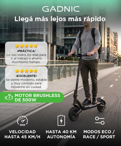 Monopatín Eléctrico Urbano Gadnic Suspensión Delantera Y Trasera Autonomía 40 km Motor 500W Velocidad 45 km/h - 1