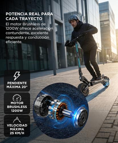 Monopatín Eléctrico Gadnic Motor Potente 1200W Autonomía 80 km Velocidad 25 km/h Neumáticos Todoterreno 11”  - 3