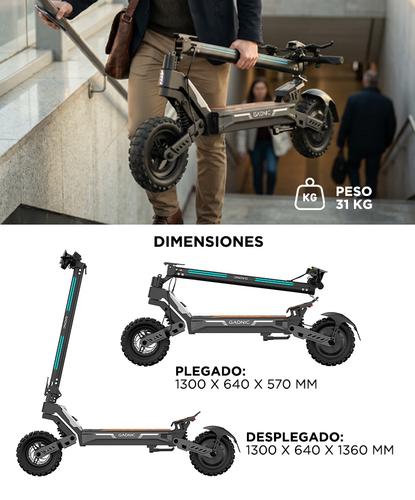 Monopatín Eléctrico Gadnic Motor Potente 1200W Autonomía 80 km Velocidad 25 km/h Neumáticos Todoterreno 11”  - 5
