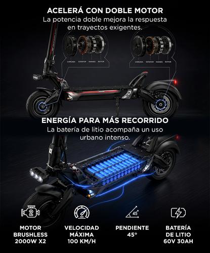 Monopatín Eléctrico Gadnic Motor Brushless 2x 2000W Velocidad Máxima 100 km/h Batería Litio ION 60 V 30Ah - 2