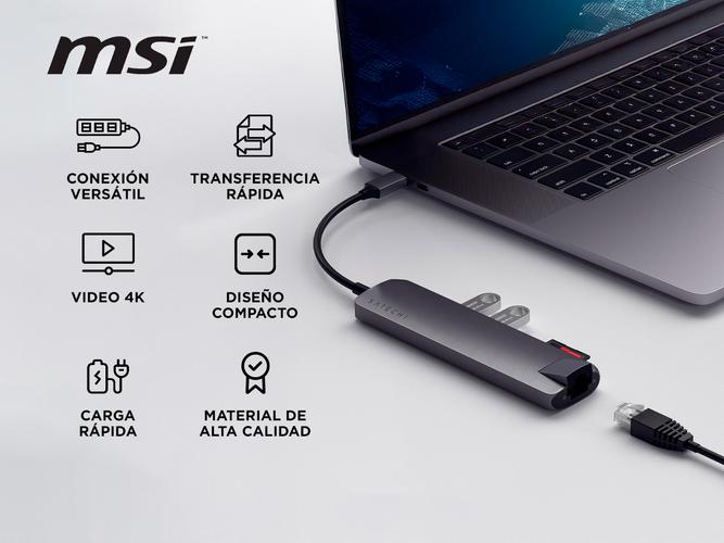 Hub Satechi 6-in-1 USB-C Slim Multiport Adapter con Ethernet - 1