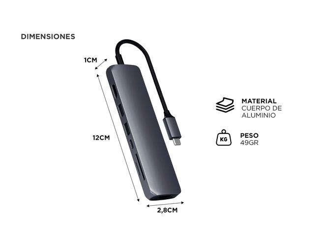 Hub Satechi 6-in-1 USB-C Slim Multiport Adapter con Ethernet - 5