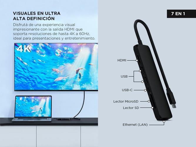 Adaptador Multipuerto USB-C Satechi 7 En 1 Ethernet USB-A HDMI  - 2