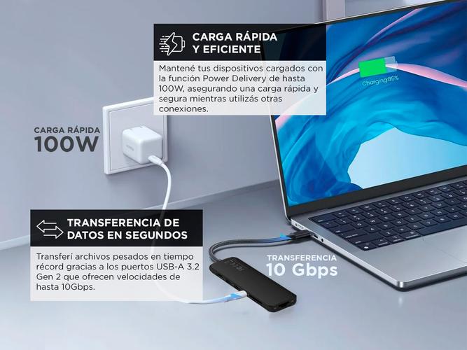 Adaptador Multipuerto USB-C Satechi 7 En 1 Ethernet USB-A HDMI  - 3