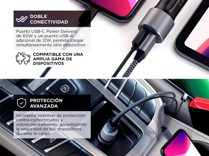 Cargador Satechi para Auto 72W Type-C PD Adaptador  - 2