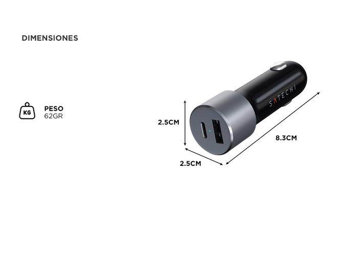 Cargador Satechi para Auto 72W Type-C PD Adaptador  - 3
