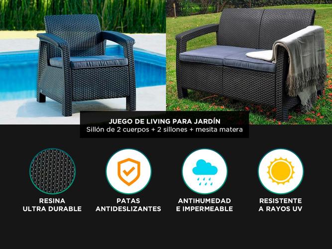 Juego De Living Jardin Exterior Gadnic Komfort 2 Cuerpos - 2