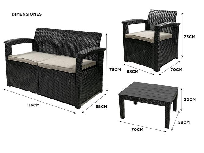 Juego De Living Jardin Exterior Gadnic Komfort 2 Cuerpos - 5