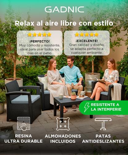 Juego De Living Jardin Exterior Gadnic Komfort 2 Cuerpos - 1