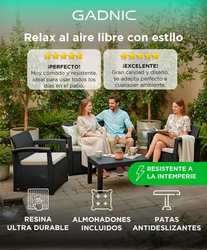 Juego De Living Jardin Exterior Gadnic Komfort 2 Cuerpos - 1