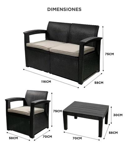 Juego De Living Jardin Exterior Gadnic Komfort 2 Cuerpos - 5