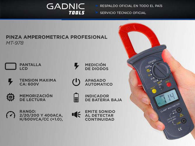 Pinza Amperometrica Gadnic MT-978 Profesional - 1